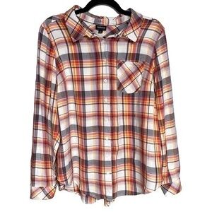 *SOLD* Torrid Rayon Lightweight Plaid Button Up Long Sleeve Blouse Top 2X